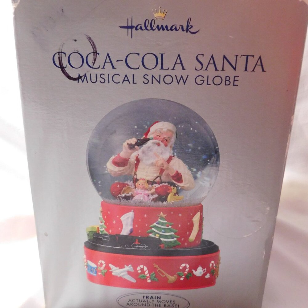 Hallmark Coca-Cola Santa Musical Snow Globe Train